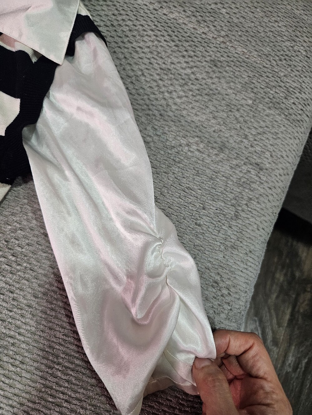3/$15! Vintage Long Sleeve Top With Attached Striped Overlay, XS - Picture 4 of 8